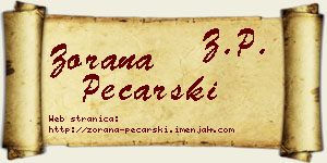 Zorana Pecarski vizit kartica